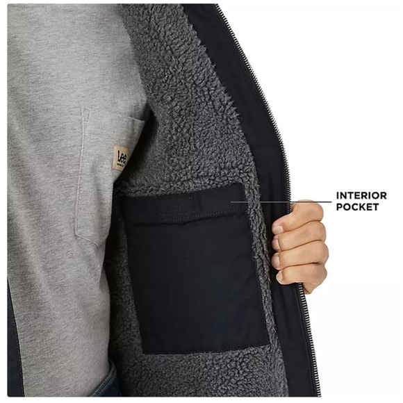 Lee Men's Workwear Canvas Bomber Jacket, Size L, Sherpa Lined, NWT - Picture 2 of 13